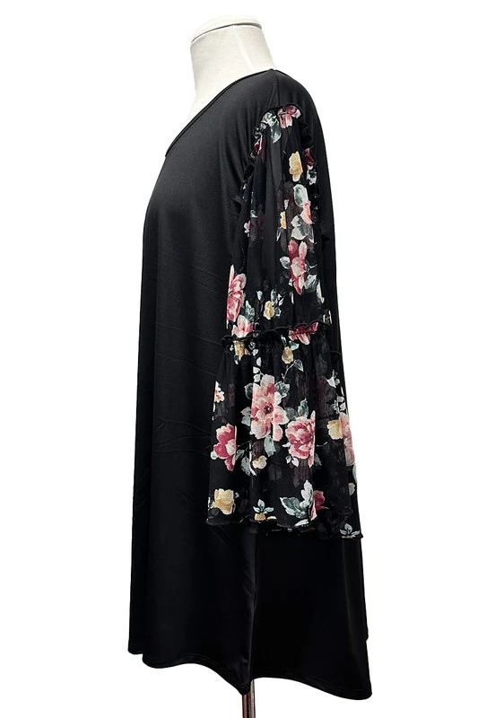 100 CP {Fight For Love} Black Sheer Floral Sleeve Tunic EXTENDED PLUS SIZE 3X 4X 5X - Image 4