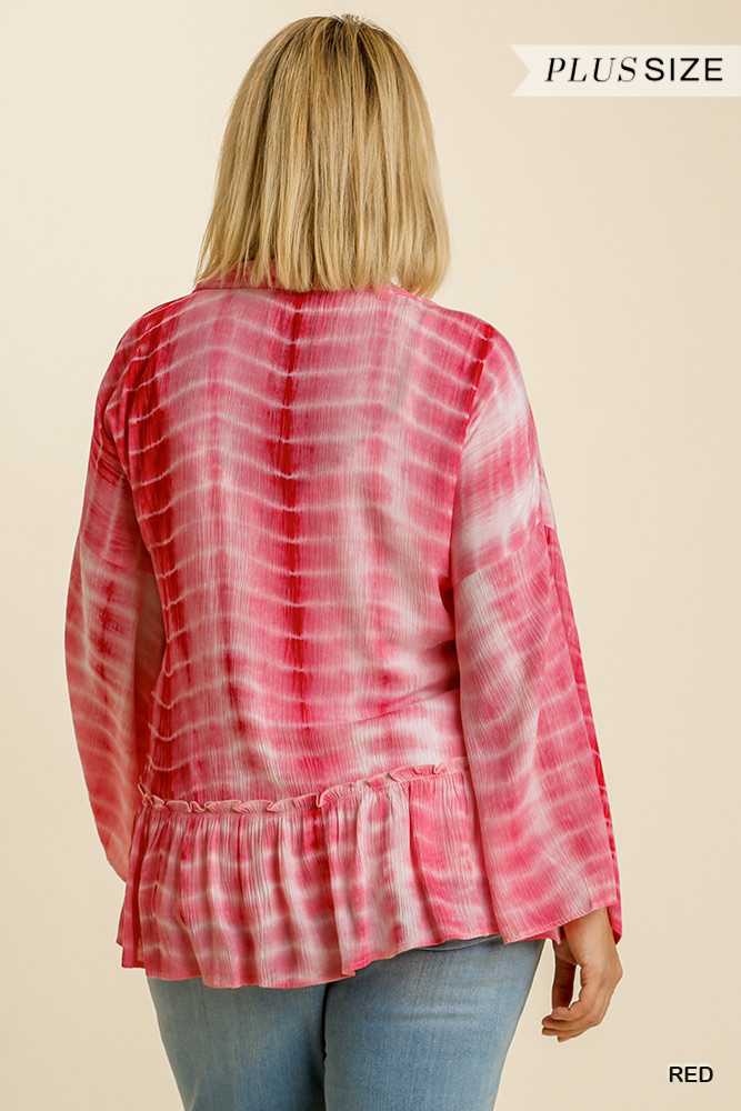 100 OT {Tangled In Love} UMGEE Red Tie-Dye Kimono PLUS SIZE XL/1X 1X/2X - Image 3