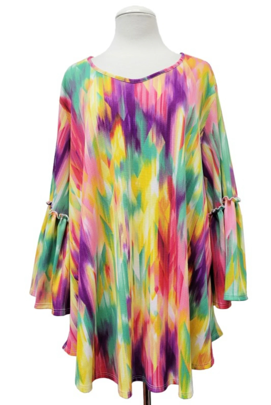 100 PQ {Happy Hues} Yellow Rainbow Waffle Knit Top EXTENDED PLUS SIZE 3X 4X 5X - Image 2