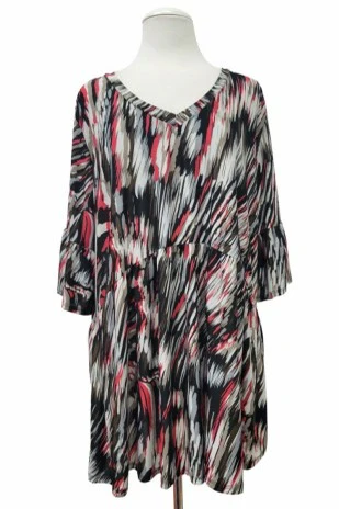 100 PSS {Artistic Expression} Black Multi Print V-Neck Top EXTENDED PLUS SIZE 3X 4X 5X - Image 2