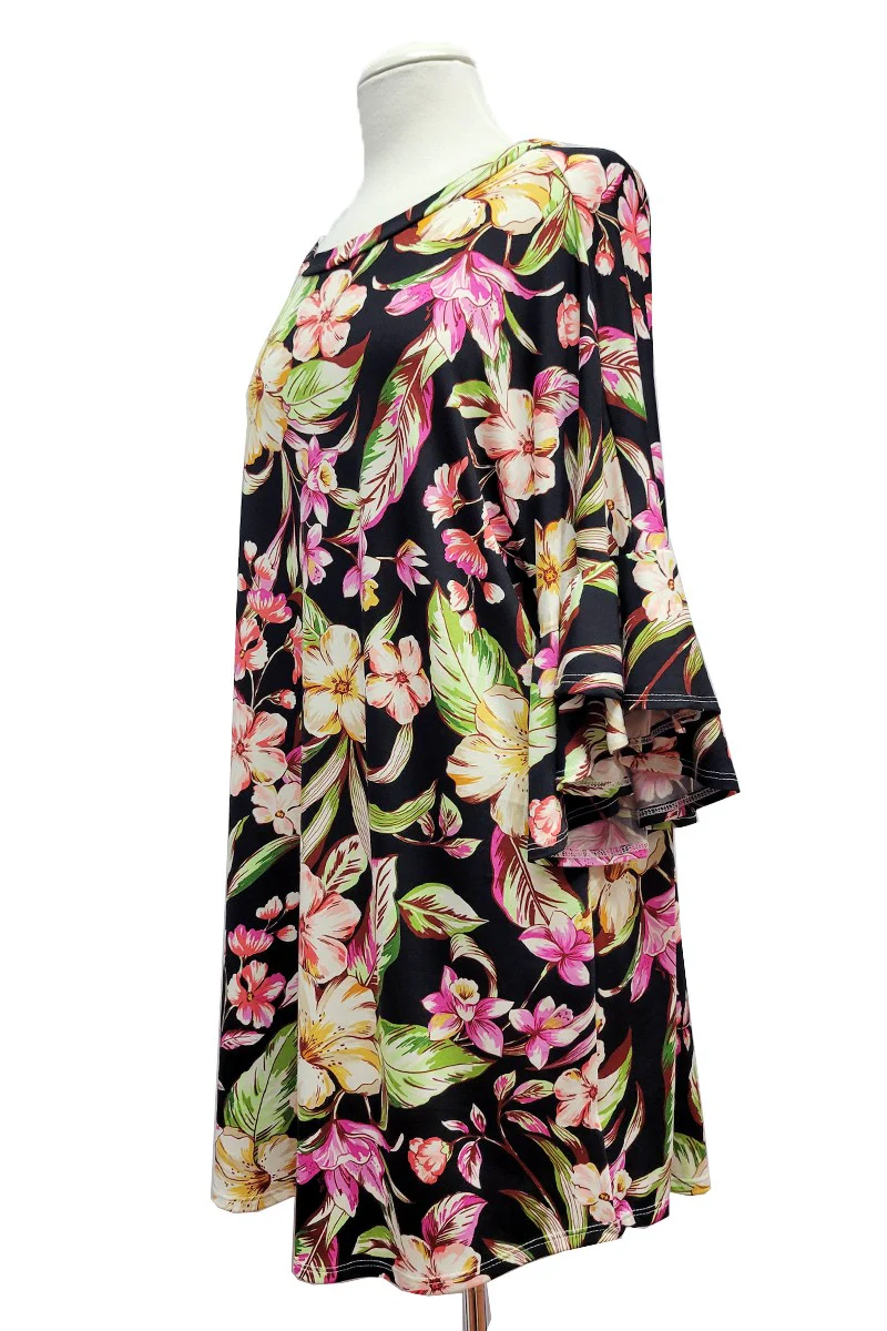 100 PSS {Celebrating Flowers} Black Floral Print Top EXTENDED PLUS SIZE 2X 3X 4X TRUE TO SIZE!! - Image 4