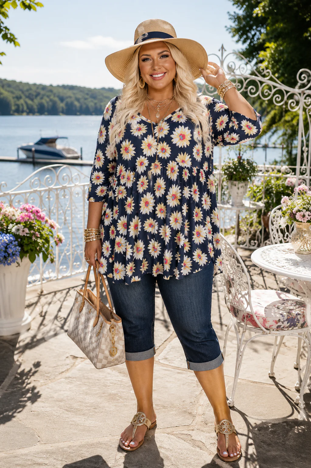 100 PSS {Daisy Days} Black Daisy V-Neck Ruffle Sleeve Top EXTENDED PLUS SIZE 3X 4X 5X
