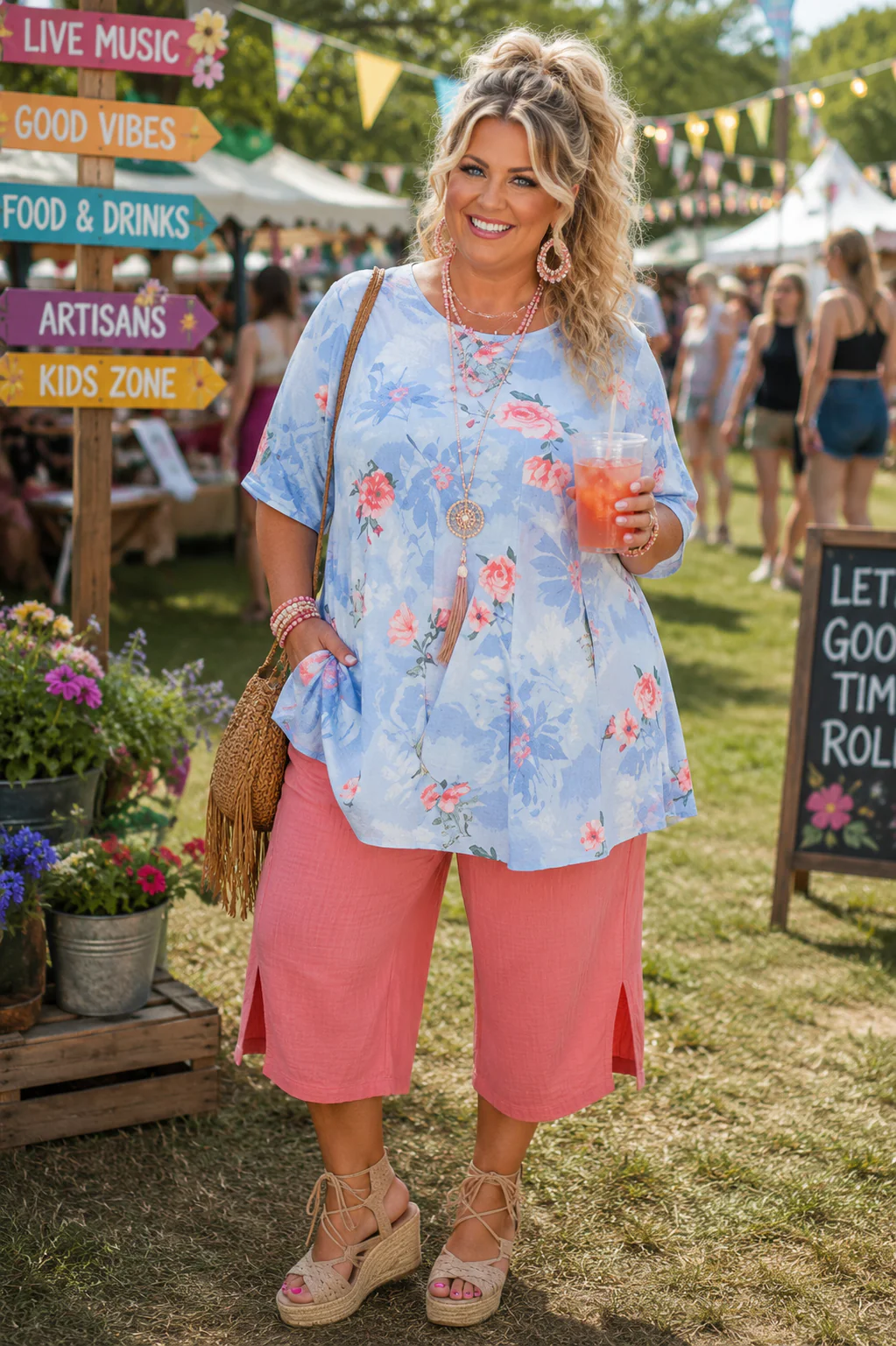 100 PSS {Floral Looking Glass} Blue Floral Print Top EXTENDED PLUS SIZE 3X 4X 5X