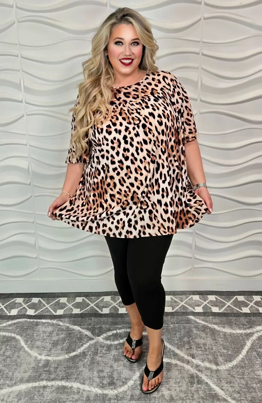 100 PSS {Lovely In Leopard} Leopard Print Shirred Top EXTENDED PLUS SIZE 4X 5X 6X - Image 2
