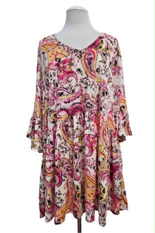 100 PSS {Paisley Punch} Pink Paisley V-Neck Top EXTENDED PLUS SIZE 3X 4X 5X - Image 2