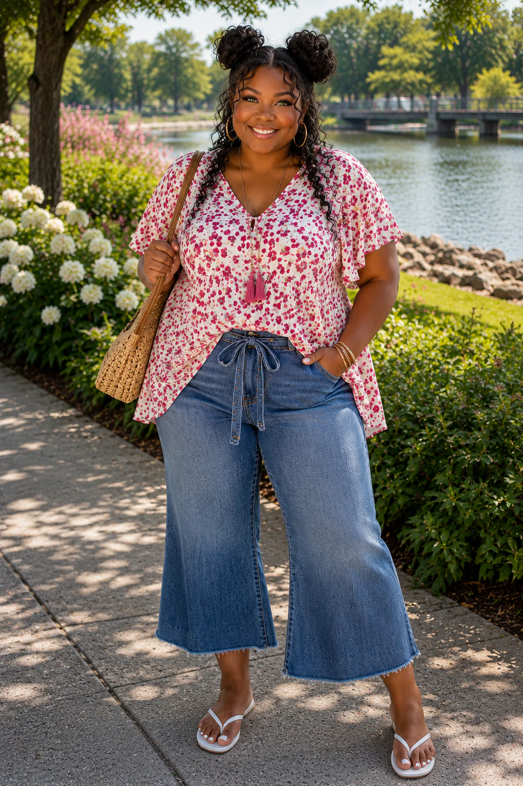 100 PSS {Spotted You} Pink Spot Print V-Neck Dress PLUS SIZE 2X