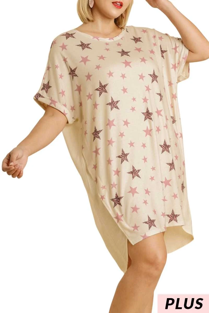 100 PSS {Star Of The Show} UMGEE Beige Star Print Dress PLUS SIZE XL 1X 2X - Image 5