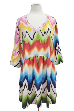 100 PSS {Vibrant Ricrac} Ivory Multi Print V-Neck Top PLUS SIZE 1X 2X 3X - Image 2