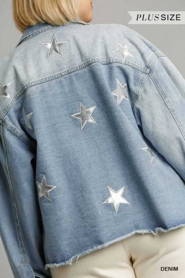 11 OT-A {Mega Star} "UMGEE" Light Blue Denim Jacket PLUS SIZE XL 1X 2X - Image 4