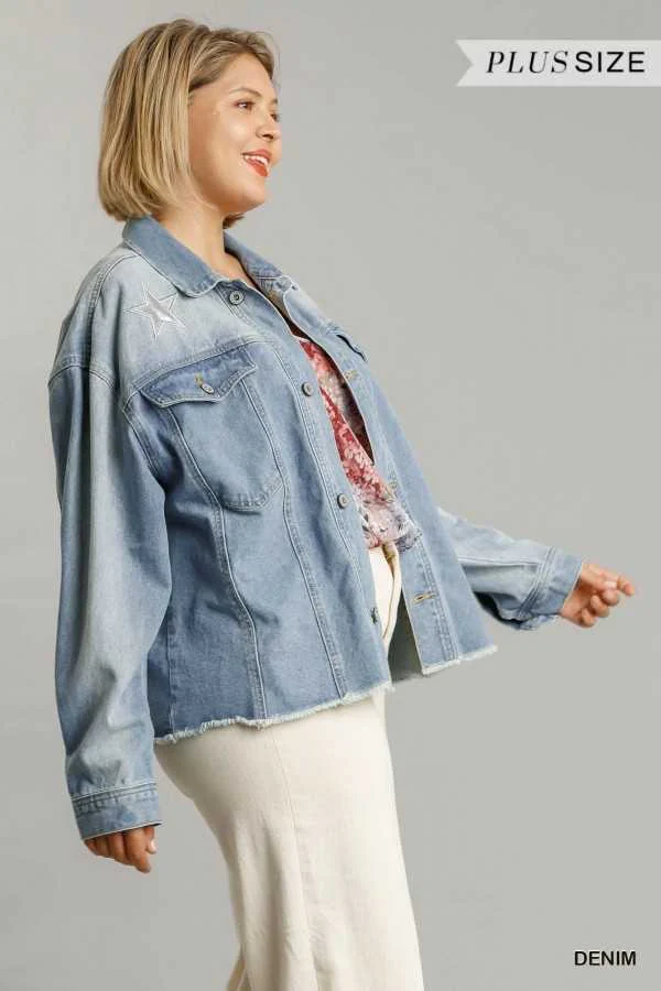 11 OT-A {Mega Star} "UMGEE" Light Blue Denim Jacket PLUS SIZE XL 1X 2X - Image 5