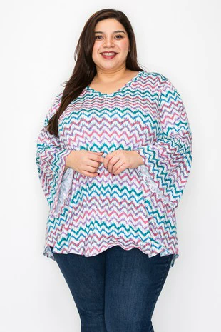 14 PQ {Rest Your Mind} Ivory/Multi Zig Zag Print Tunic EXTENDED PLUS SIZE 3X 4X 5X - Image 3