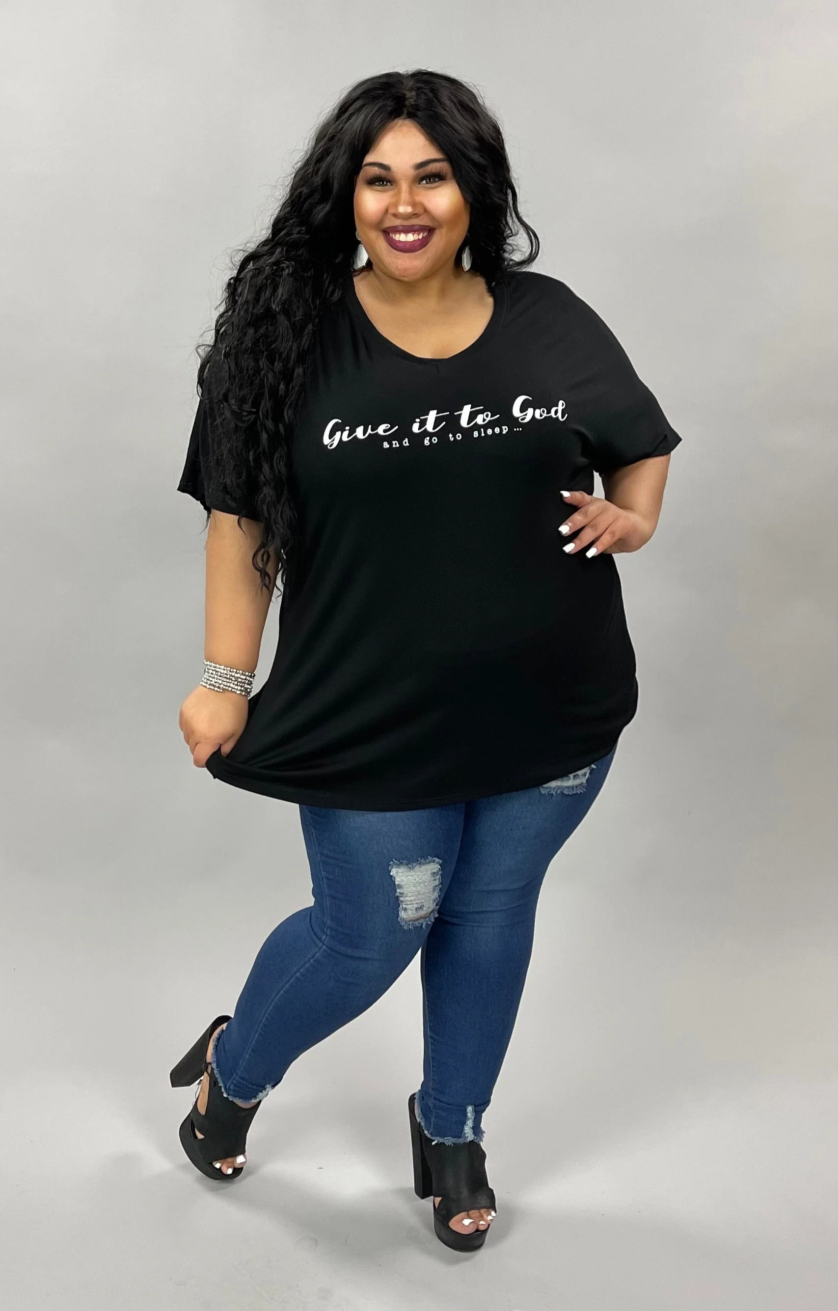 18 GT-A {Give It To God} Black V-Neck Graphic Tee PLUS SIZE 1X 2X 3X - Image 6