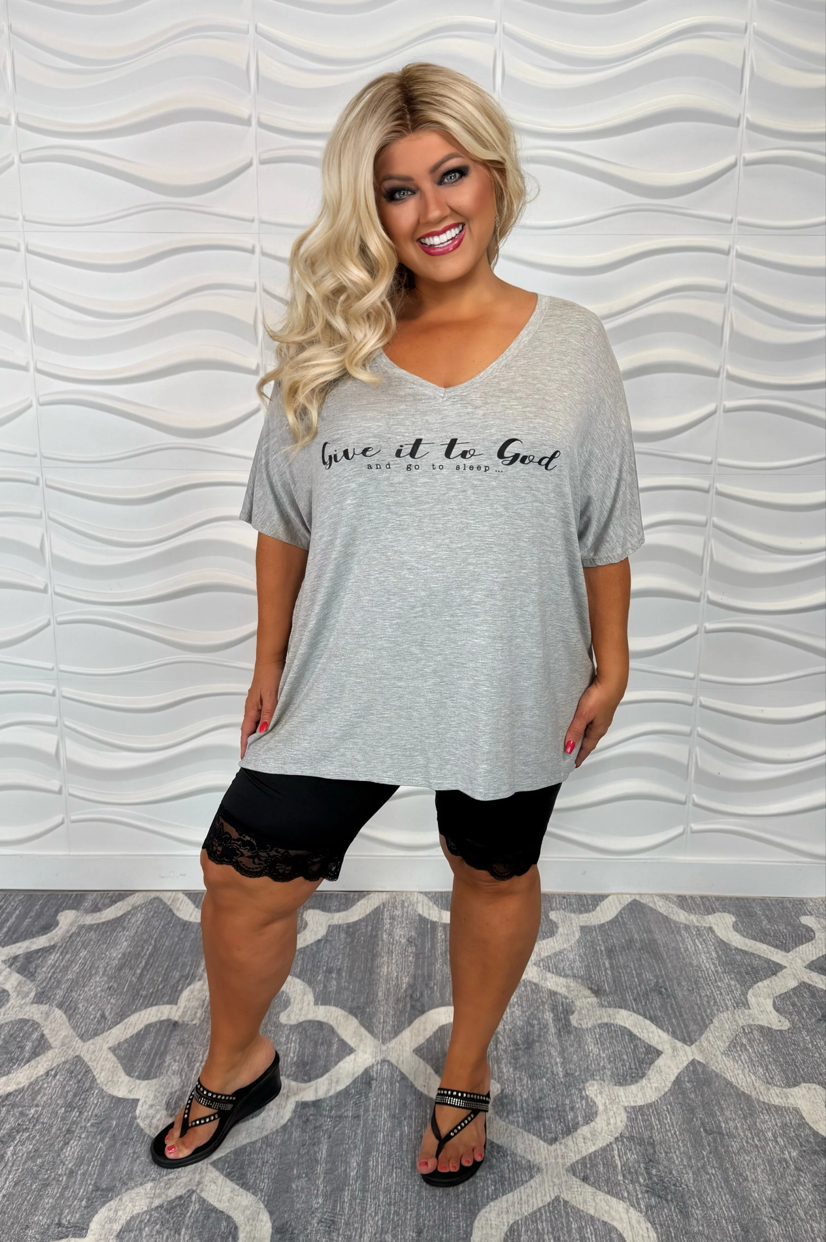 18 GT-B {Give It To God} Heather Grey V-Neck Graphic Tee PLUS SIZE 1X 2X 3X - Image 3