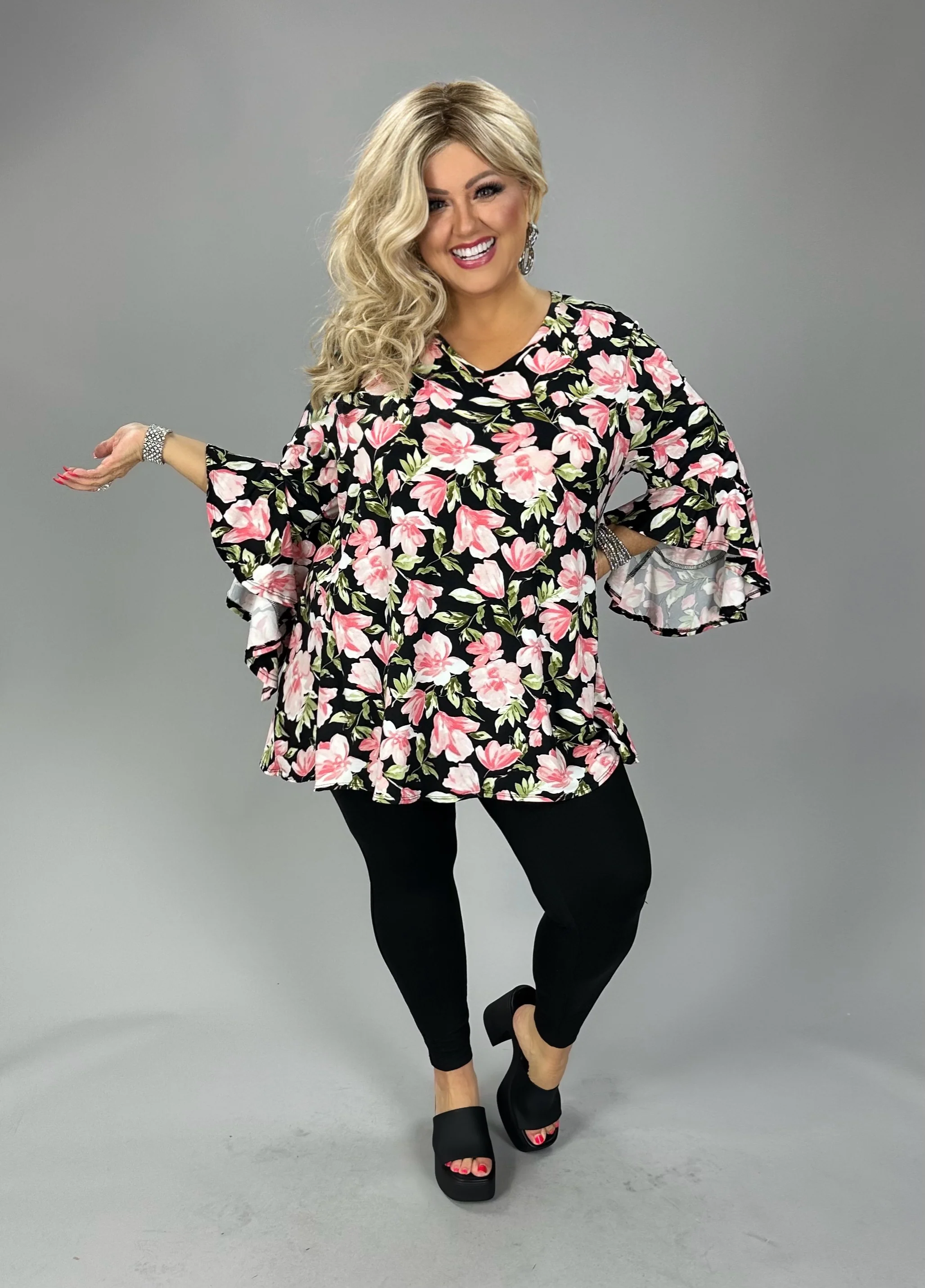 18 PQ {Turning Heads} Black Floral Cascading Sleeve Top PLUS SIZE 1X 2X 3X - Image 3
