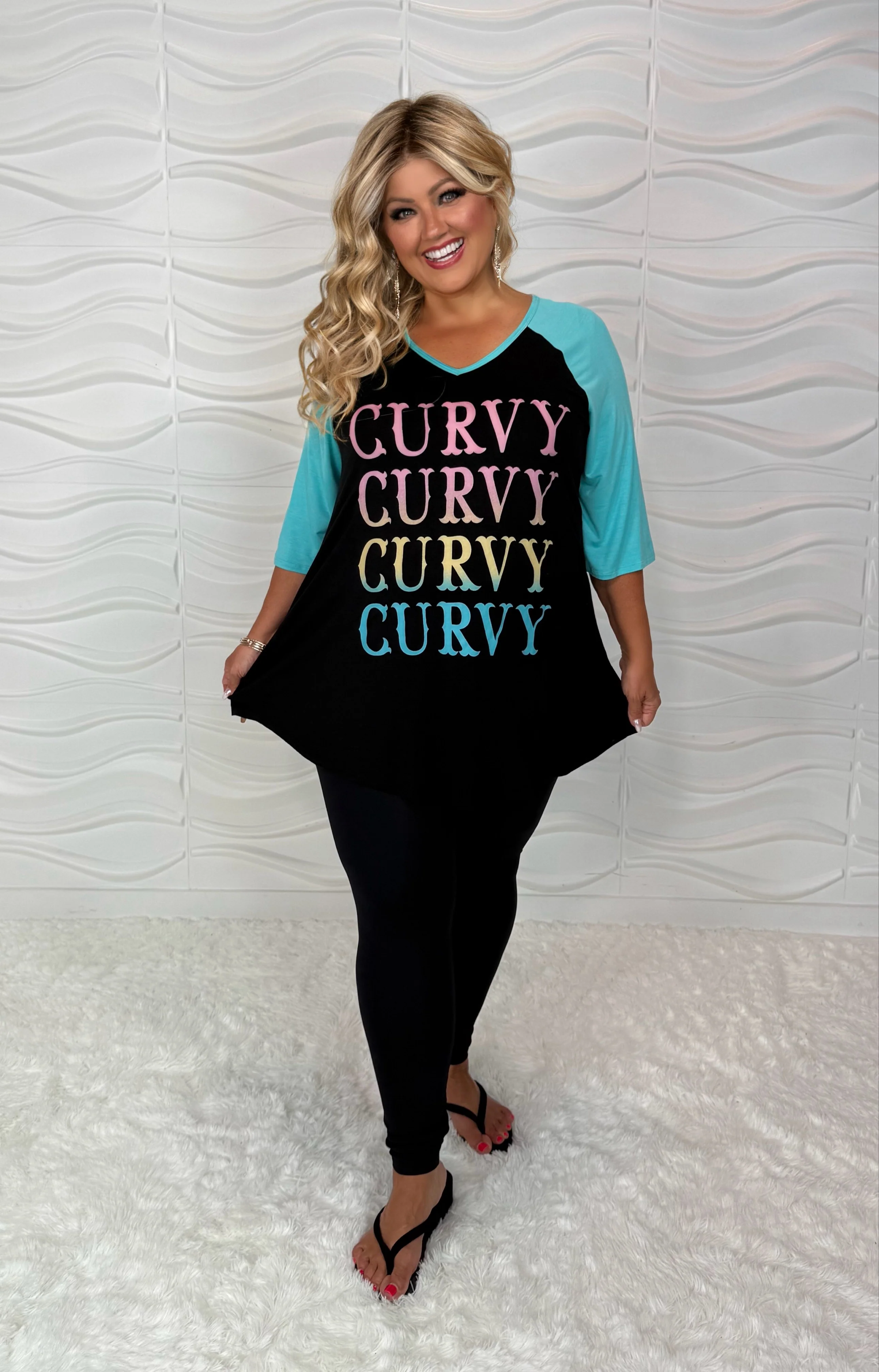 19 GT {Curvy Curvy} Black/Teal Curvy Graphic Tee CURVY BRAND!! EXTENDED PLUS SIZE XL 2X 3X 4X 5X 6X (May Size Down 1 Size} - Image 3