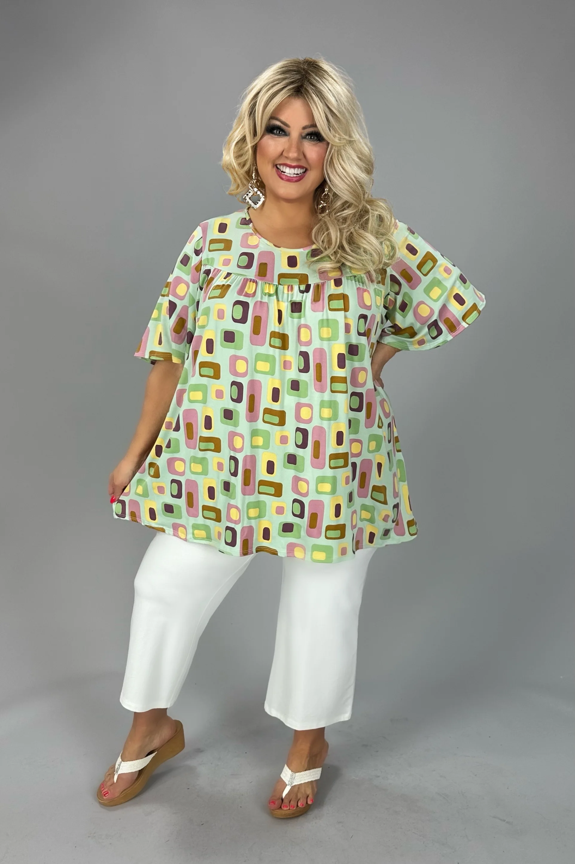 21 PSS {Compelling Charm} Mint Print Top EXTENDED PLUS SIZE 4X 5X 6X - Image 3
