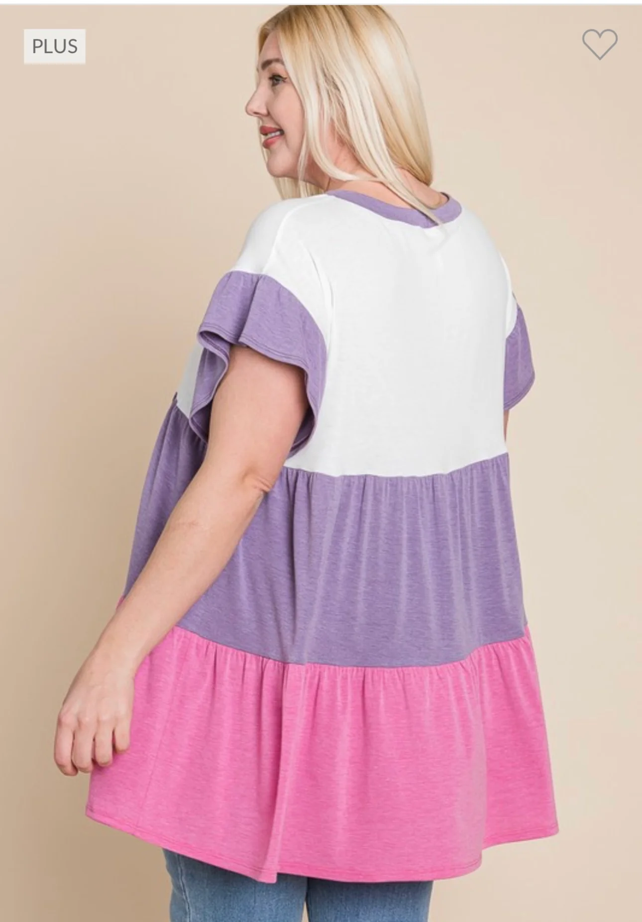 22 CP-U {Share The Joy} Lavender/Pink Contrast Dress PLUS SIZE 1X 2X 3X - Image 3