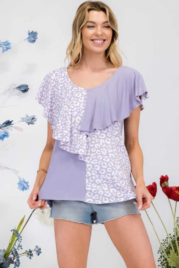 23 CP-B {Good Intentions} Lilac Animal Print V-Neck Top PLUS SIZE XL 2X 3X - Image 3