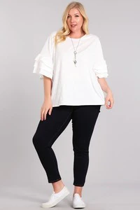 23 SSS {Let Good Times Roll} White Ruffle Tiered Sleeve Top PLUS SIZE 1X 2X 3X - Image 2