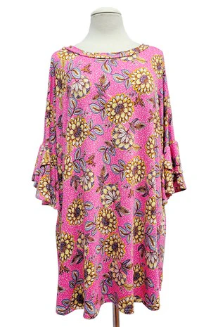 24 PSS {Making Life Great} Pink/Yellow Floral Top EXTENDED PLUS SIZE 4X 5X 6X (Size Up 1 Size) - Image 3