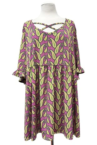 100 PSS {A Little Spicy} Fuchsia Paisley Print Cross Neck Top EXTENDED PLUS SIZE 3X 4X 5X - Image 3