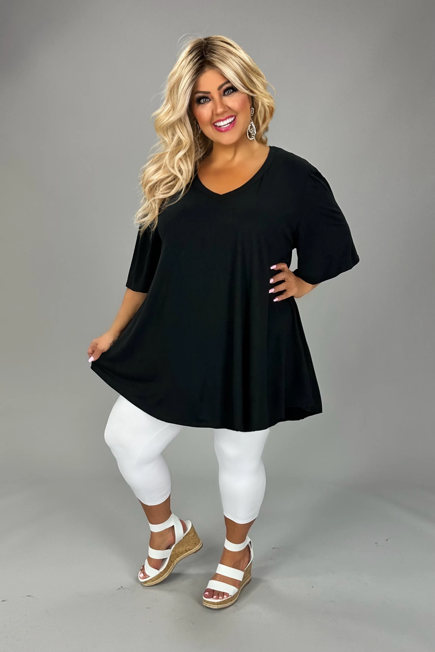 25 SSS {Do Me A Solid} Black V-Neck Short Sleeve Top PLUS SIZE 1X 2X 3X - Image 2