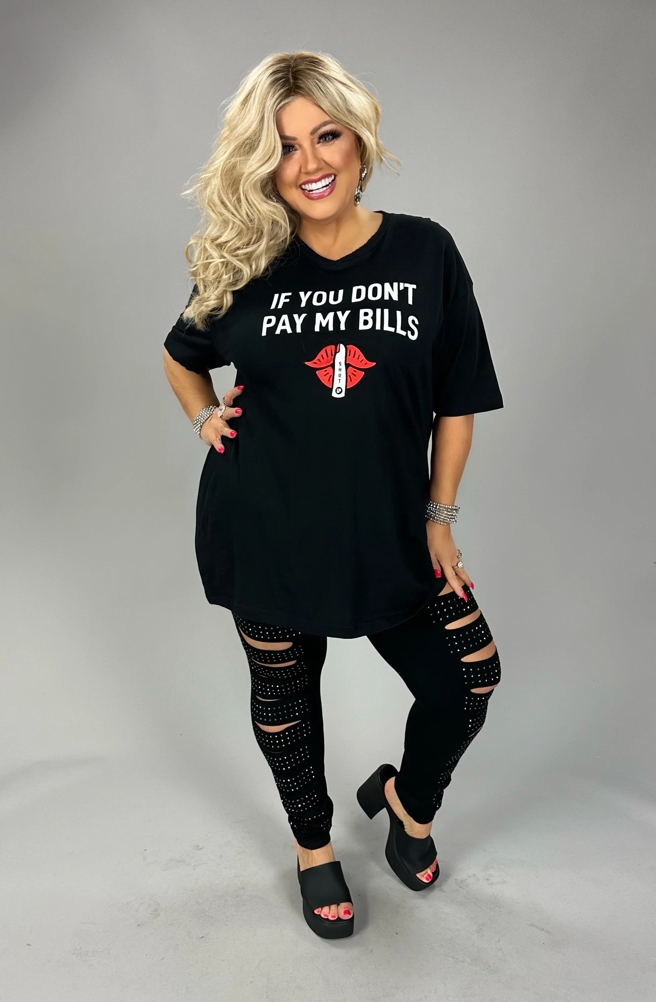 27 GT-Y {If You Don't Pay My Bills} Black Graphic Tee PLUS SIZE 1X 2X 3X - Image 3
