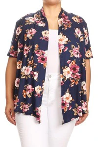 27 OT {Impressive Show} Navy Floral Print Cardigan PLUS SIZE 1X 2X 3X - Image 2