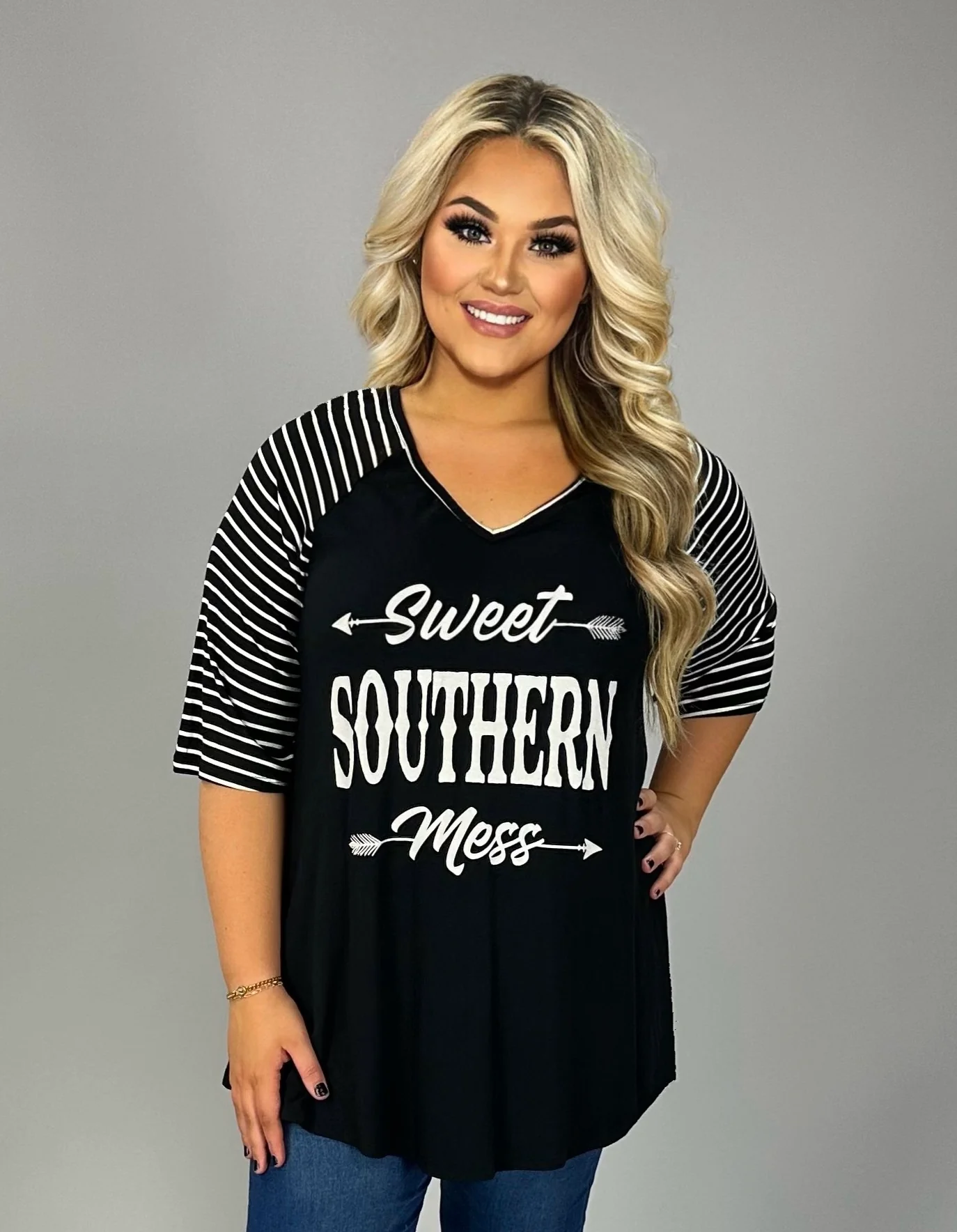 28 GT {Southern Mess} Black "Sweet Southern Mess" Graphic Tee PLUS SIZE XL 2X 3X 4X 5X 6X (May Size Down 1 Size) - Image 3