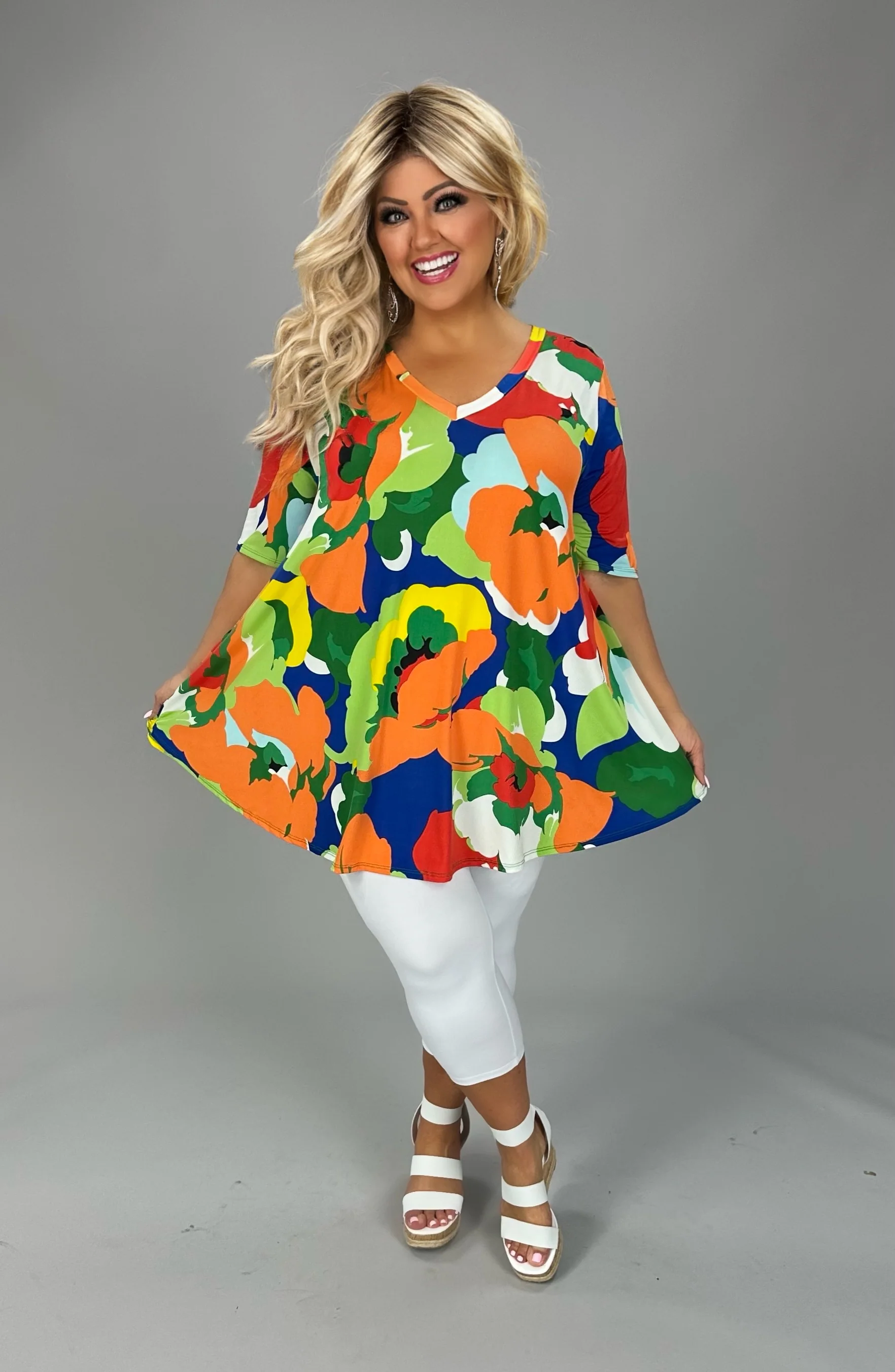 28 PSS {Everything Changes} Green Large Floral V-Neck Top EXTENDED PLUS SIZE 3X 4X 5X - Image 3