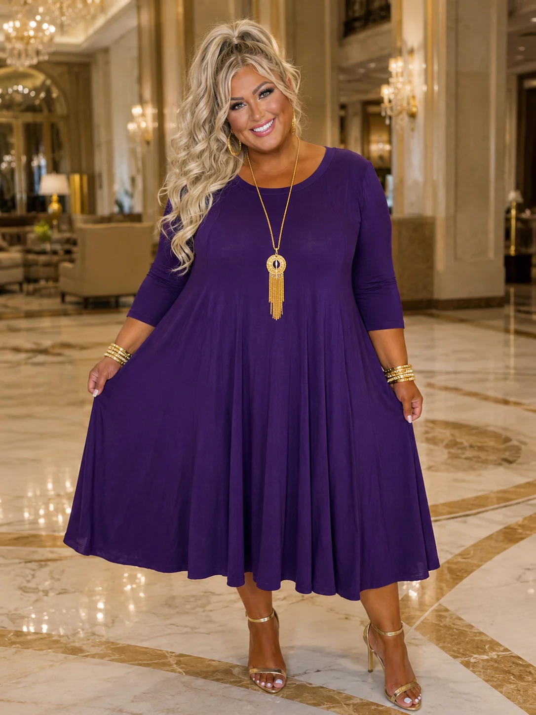 28 SQ {Playing For Keeps} Eggplant Pleated A-Line Dress PLUS SIZE 1X 2X 3X