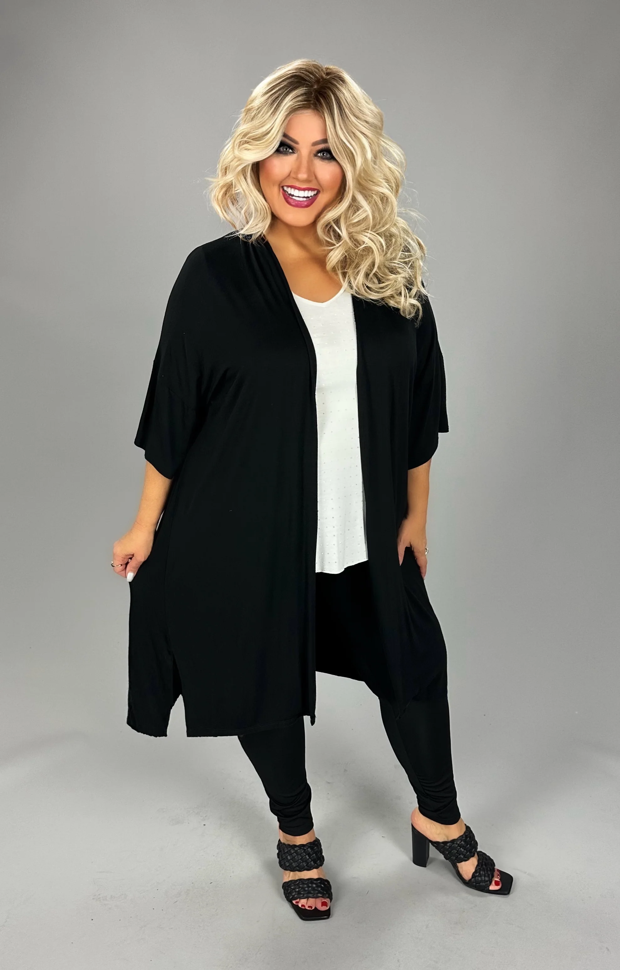 33 OT {Simpler Is Better} Black Short Sleeve Duster PLUS SIZE 1X 2X 3X - Image 3