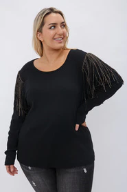 33 SD {Remember The Time} VOCAL Black Ribbed Top w/Fringe & Studs PLUS SIZE XL 2X 3X - Image 3