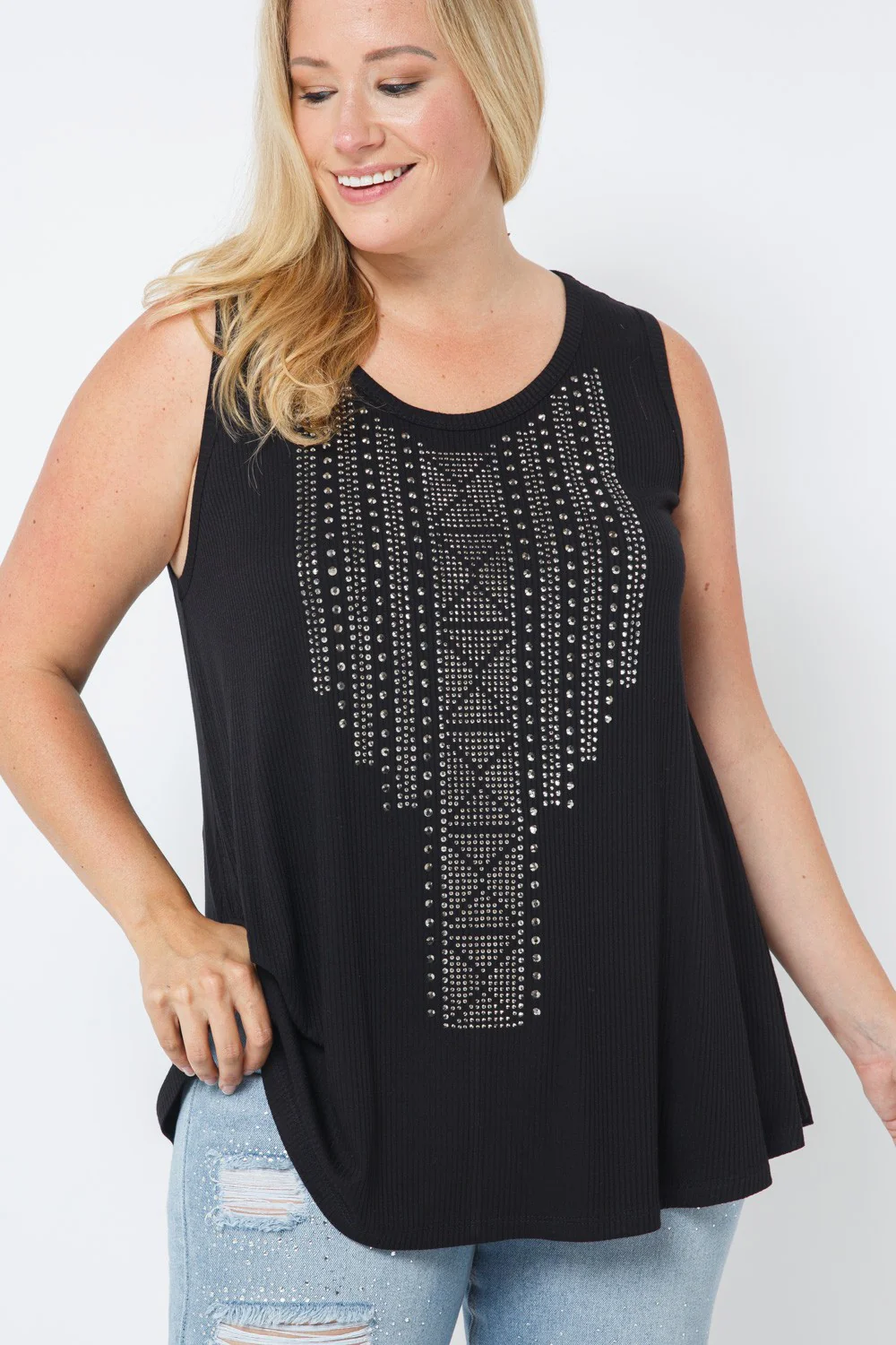 39  SV {After Everything} VOCAL Black Ribbed Top w/Studs PLUS SIZE XL 2X 3X - Image 6