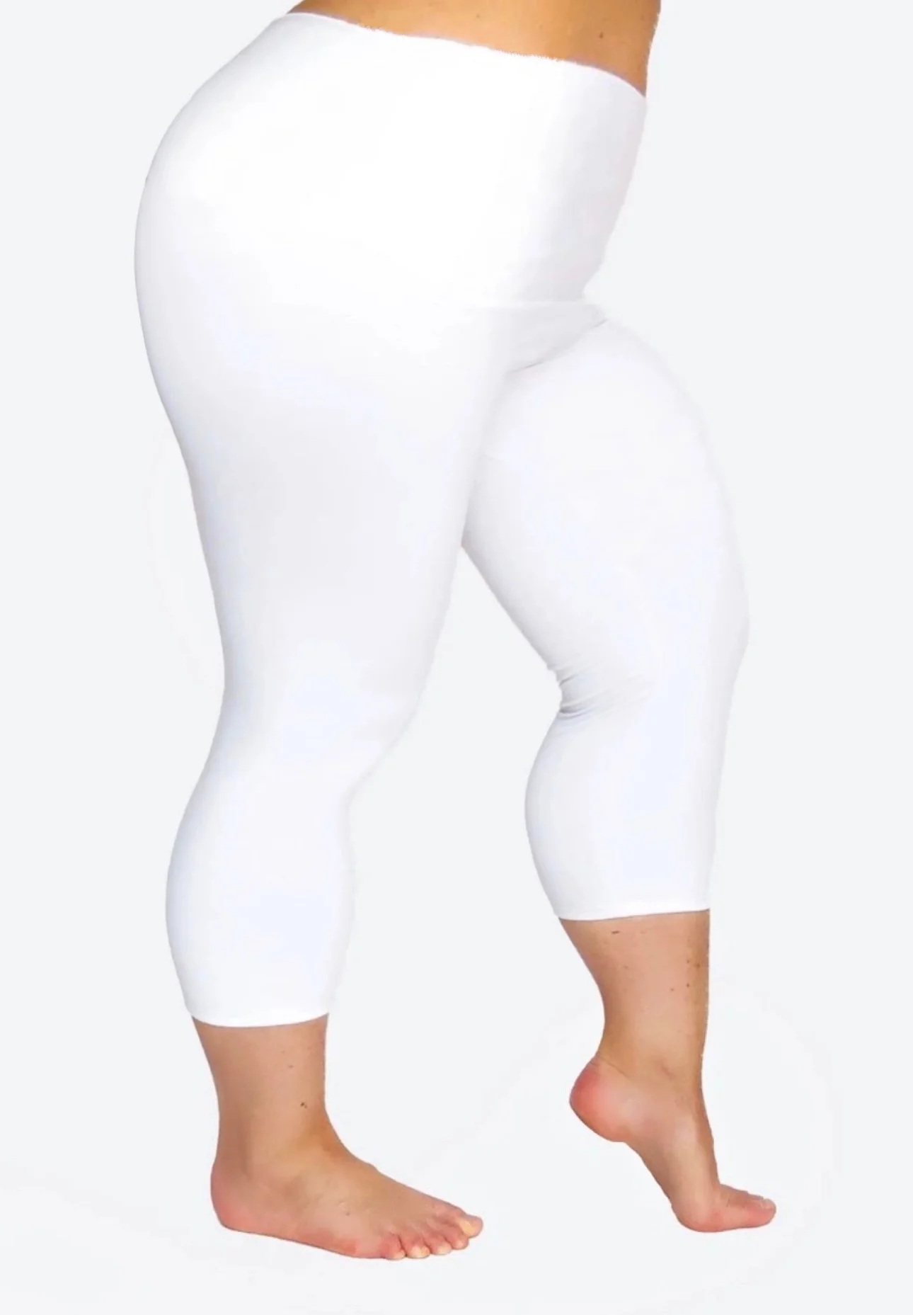 LEG-69 {Yelete}  Ivory/White Capri Leggings PLUS SIZE - Image 2