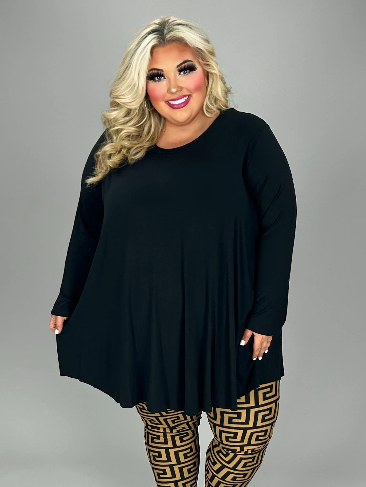 44 SLS {Night Views} Black Round Hem & Neck Tunic CURVY BRAND!!! EXTENDED PLUS SIZE XL 2X 3X 4X 5X 6X (May Size Down 1 Size) - Image 2