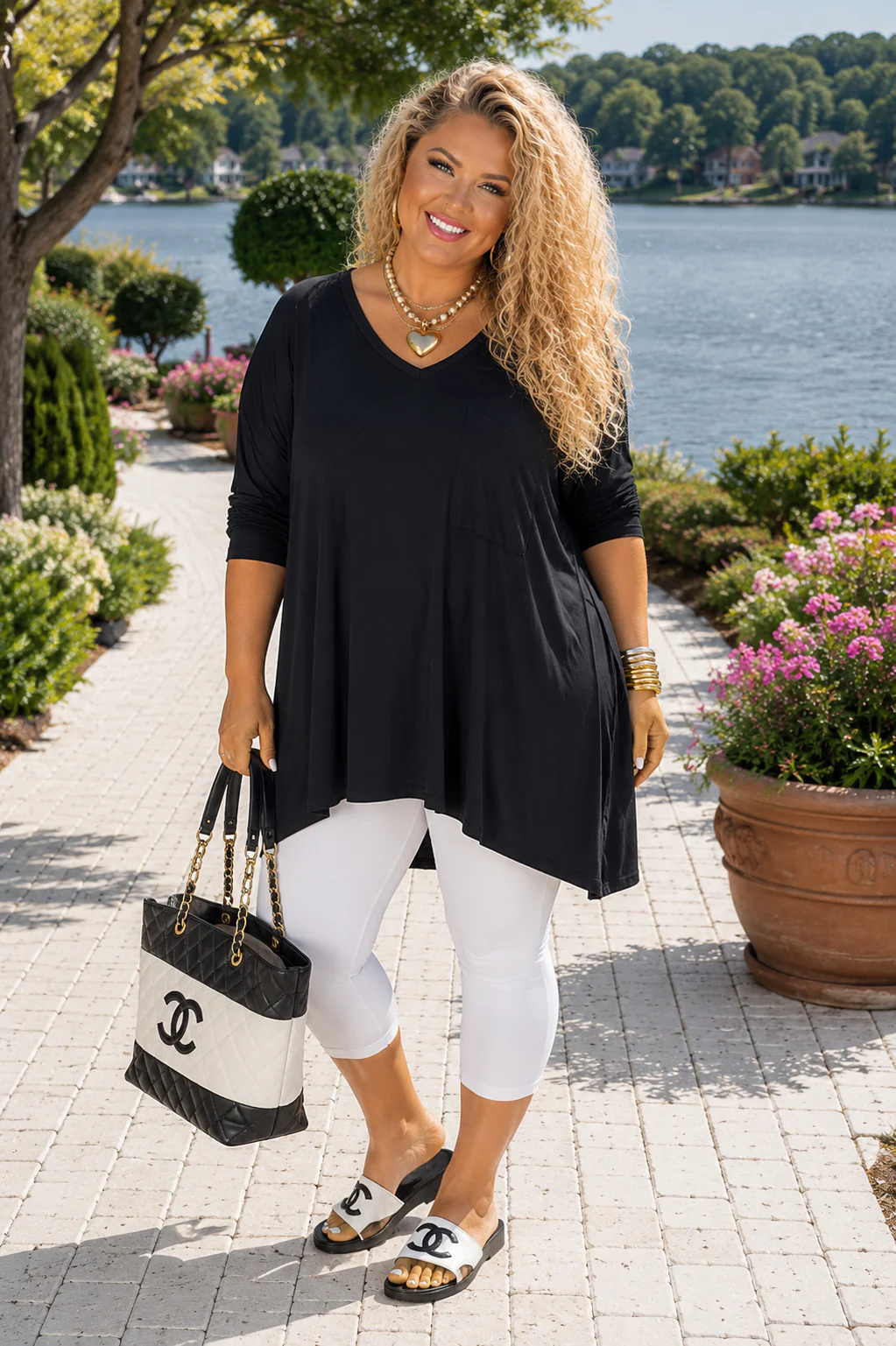 56 SLS {Rushing Love} Black V-Neck Dolman Sleeve Top PLUS SIZE 1X 2X 3X