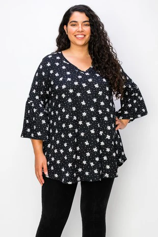 58 PQ {Keeping My Standards} Black/White Floral & Dot Top EXTENDED PLUS SIZE 3X 4X 5X - Image 4