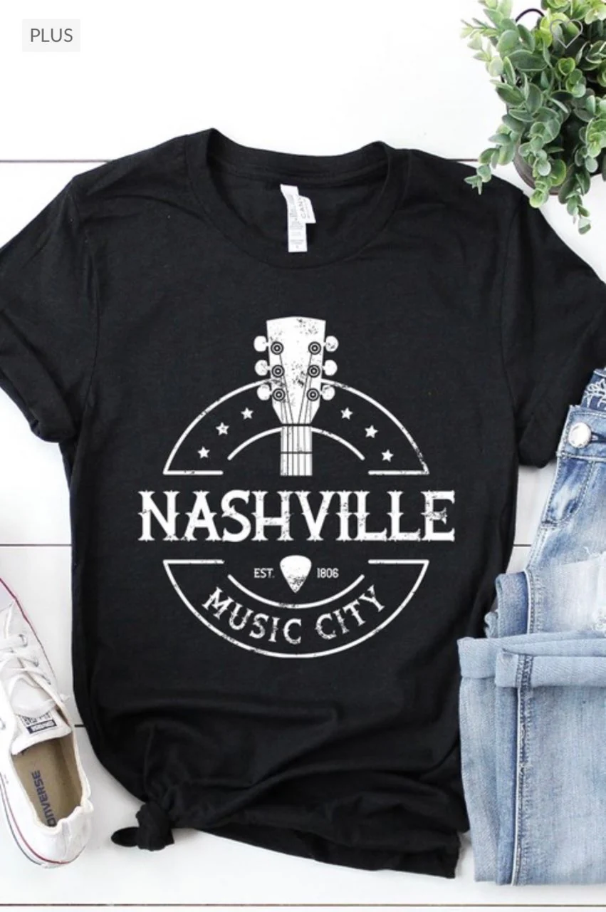 60 GT-A {Nashville Music City} Heather Black Graphic Tee PLUS SIZE 2X 3X - Image 2