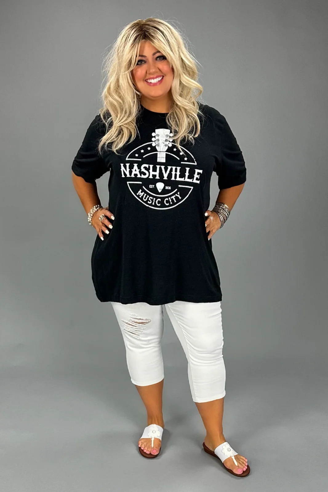 60 GT-A {Nashville Music City} Heather Black Graphic Tee PLUS SIZE 2X 3X - Image 3