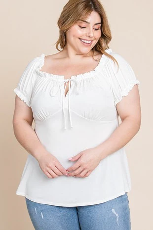 62 SSS-B {Gypsy Sensation} Ivory Babydoll Top PLUS SIZE 1X 2X 3X - Image 2