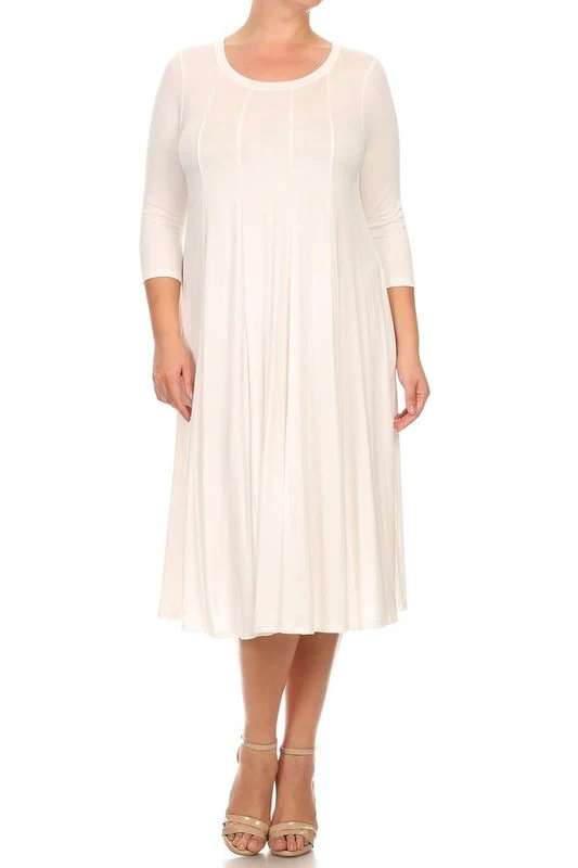 63 SQ {Playing For Keeps} Ivory Pleated A-Line Dress PLUS SIZE 1X 2X 3X - Image 2