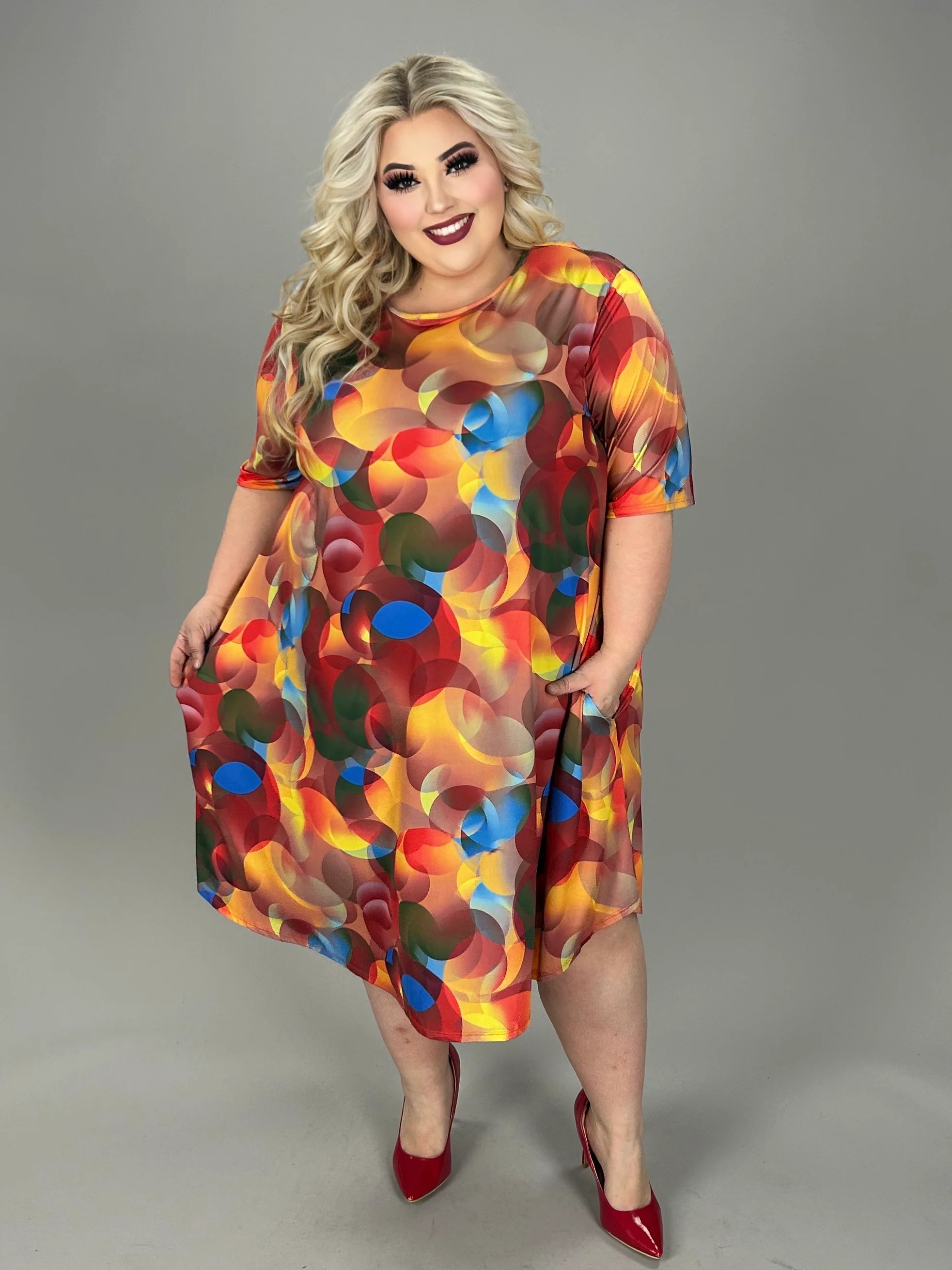 64 PSS {All About The Circles} Multi-Color Print Dress EXTENDED PLUS SIZE 4X 5X 6X - Image 3
