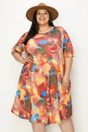 64 PSS {All About The Circles} Multi-Color Print Dress EXTENDED PLUS SIZE 4X 5X 6X - Image 5