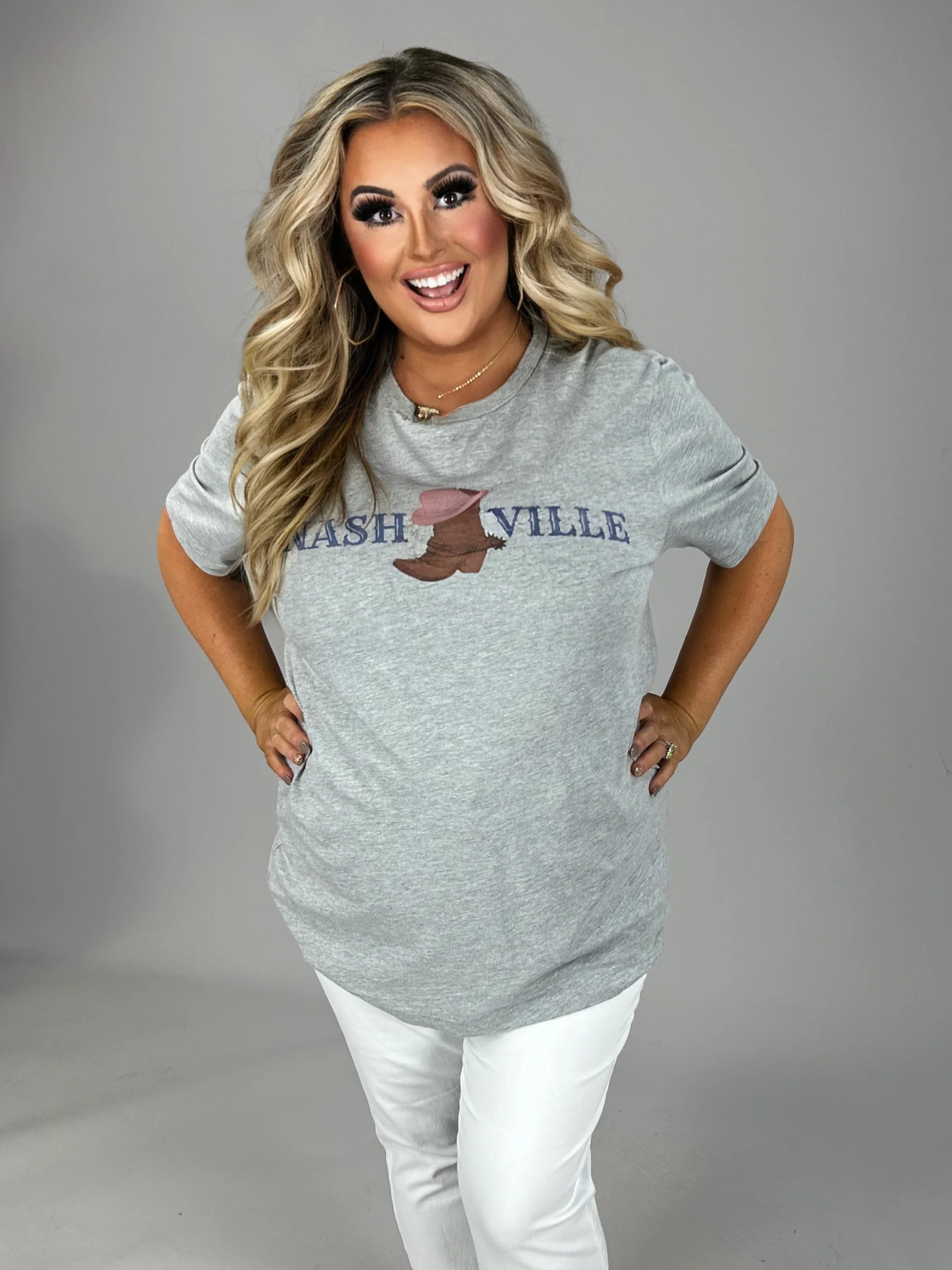 65 GT-H {Nashville Boot} Heather Grey Graphic Tee PLUS SIZE 1X 2X 3X - Image 2
