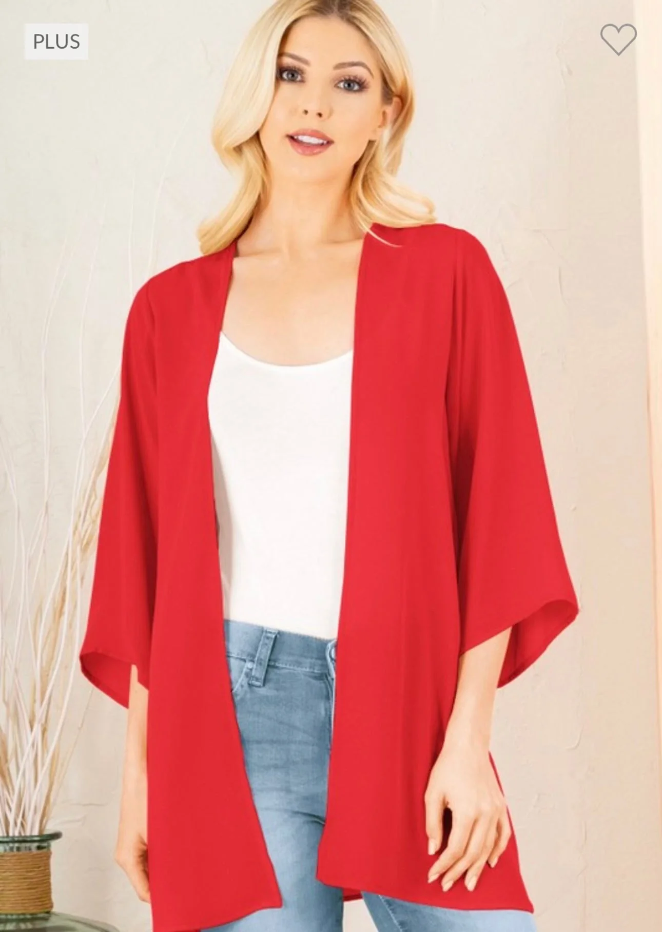 87 OT-A {Cover Me In Red} Red Cardigan PLUS SIZE 1X 2X 3X - Image 2