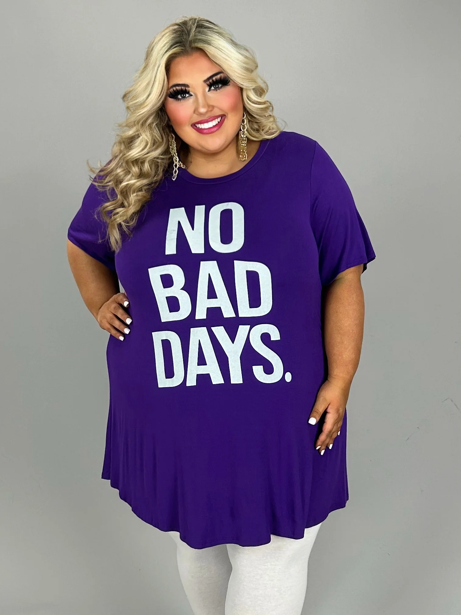 98 GT-Y {No Bad Days} Purple Graphic Tee CURVY BRAND!!! EXTENDED PLUS SIZE XL 2X 3X 4X 5X 6X (May Size Down 1 Size) - Image 3
