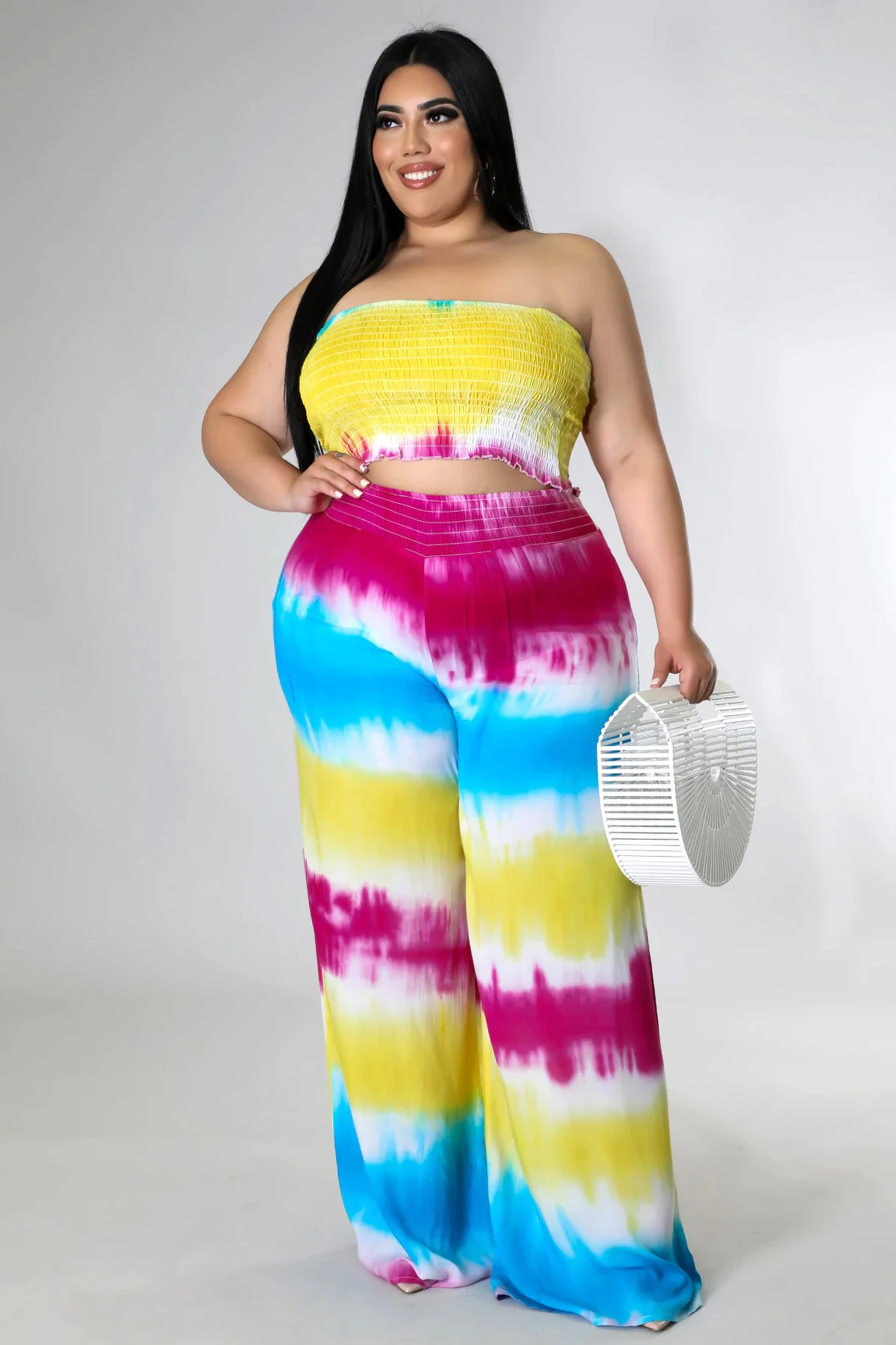 99 SET {Admittedly Extra} Yellow Tie Dye Bandeau Pant Set EXTENDED PLUS SIZE 5X - Image 4