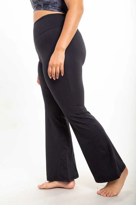 LEG-11 {So Carefree} Black Flared Yoga Pants PLUS SIZE XL 1X 2X 3X - Image 3