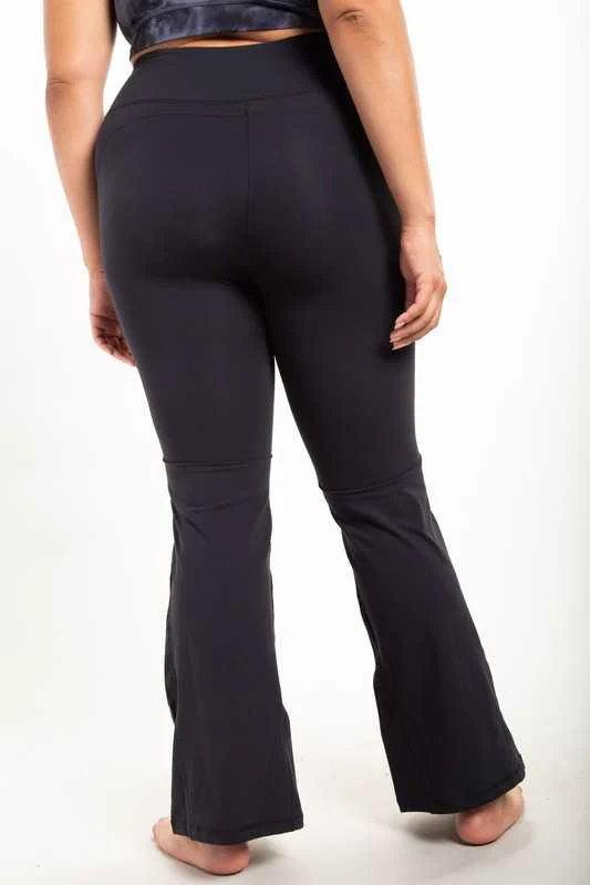 LEG-11 {So Carefree} Black Flared Yoga Pants PLUS SIZE XL 1X 2X 3X - Image 4